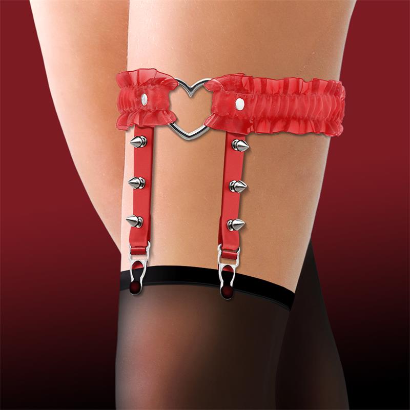 CINDERELLA Liga con Volantes y Aro en Forma de Corazón Cuero Vegano Talla Única