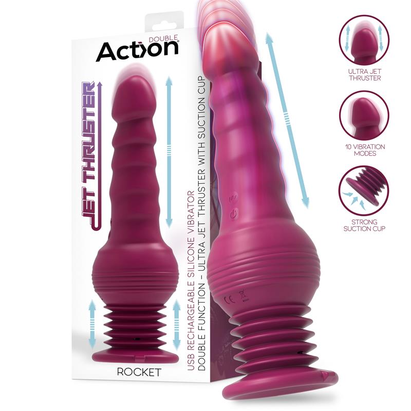 ACTION Rocket Vibrador con Thrusting Ultra Jet Thruster con Potente Ventosa