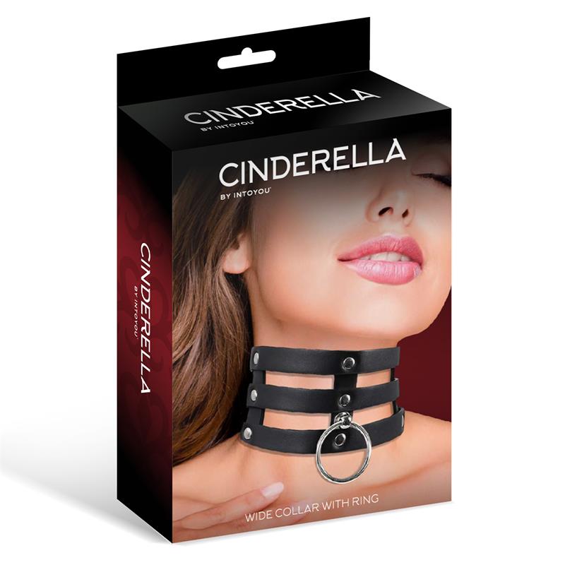 CINDERELLA Collar Ancho con Aro Cuero Vegano Talla Única