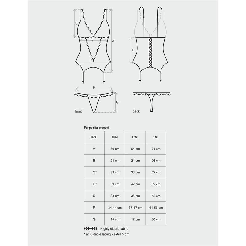 OBSESSIVE Emperita Corset y Tanga Color Negro