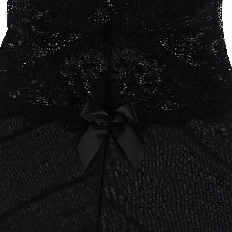 SUBBLIME - BABYDOLL TELA DE TUL DETALLE ENCAJE Y FLOR NEGRO