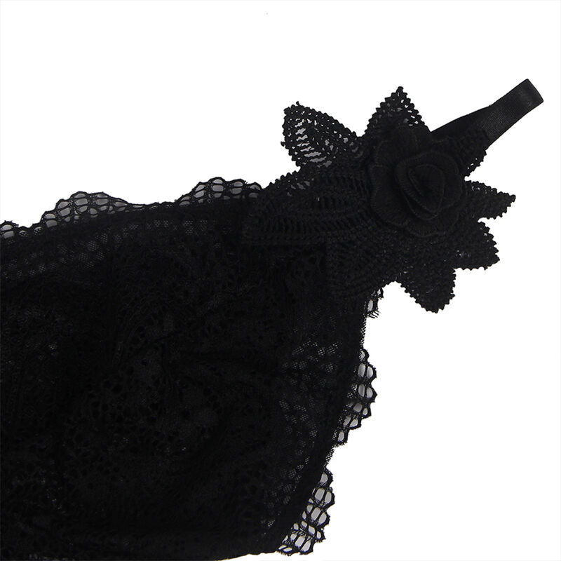 SUBBLIME - BABYDOLL TELA DE TUL DETALLE ENCAJE Y FLOR NEGRO