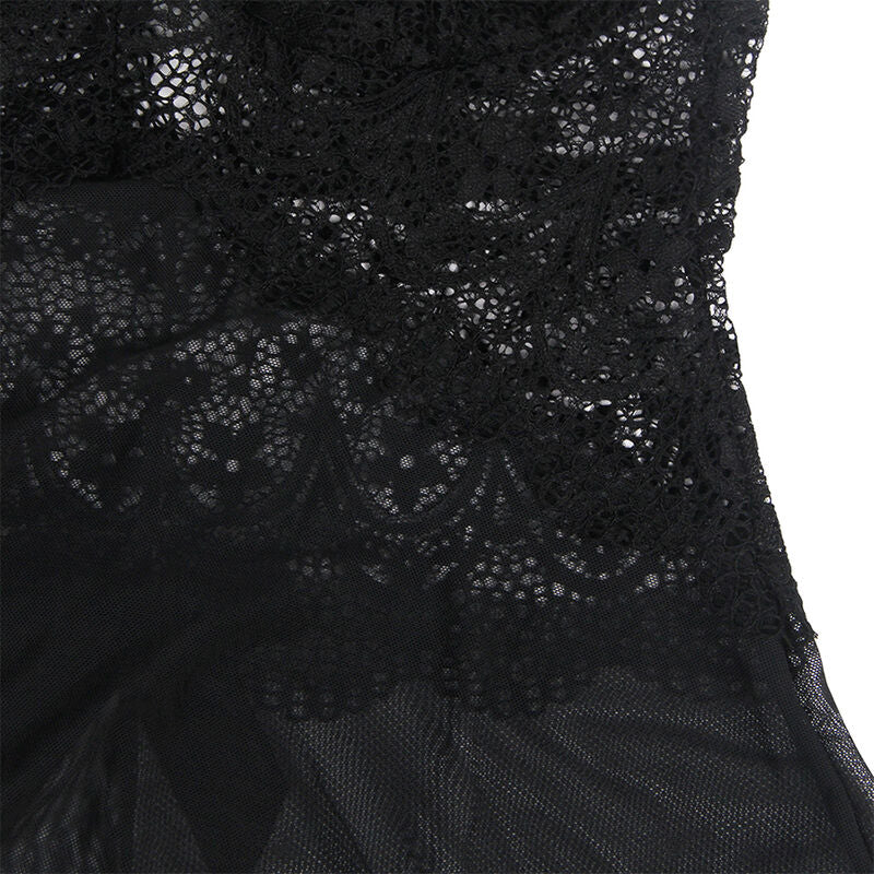 SUBBLIME - BABYDOLL TELA DE TUL DETALLE ENCAJE Y FLOR NEGRO