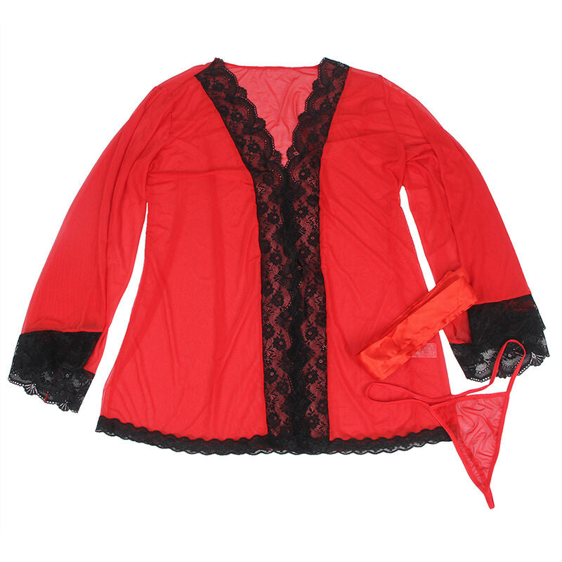 SUBBLIME - BATA TELA TRANSPARENTE DETALLE ENCAJE ROJO