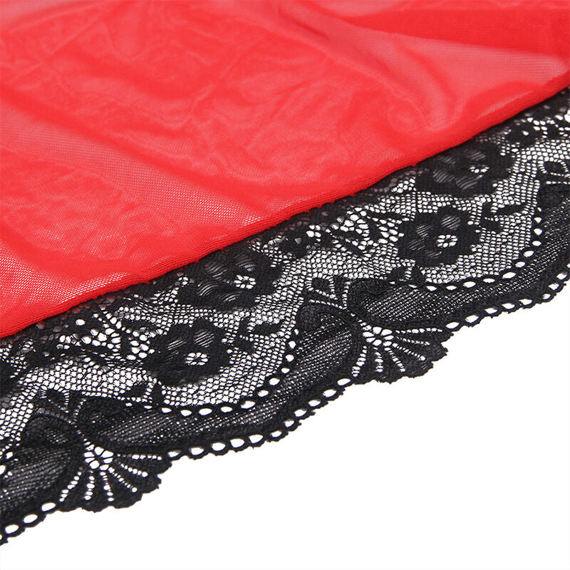 SUBBLIME - BATA TELA TRANSPARENTE DETALLE ENCAJE ROJO