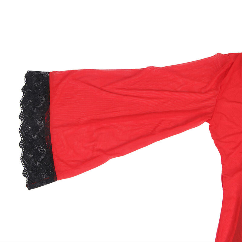 SUBBLIME - BATA TELA TRANSPARENTE DETALLE ENCAJE ROJO