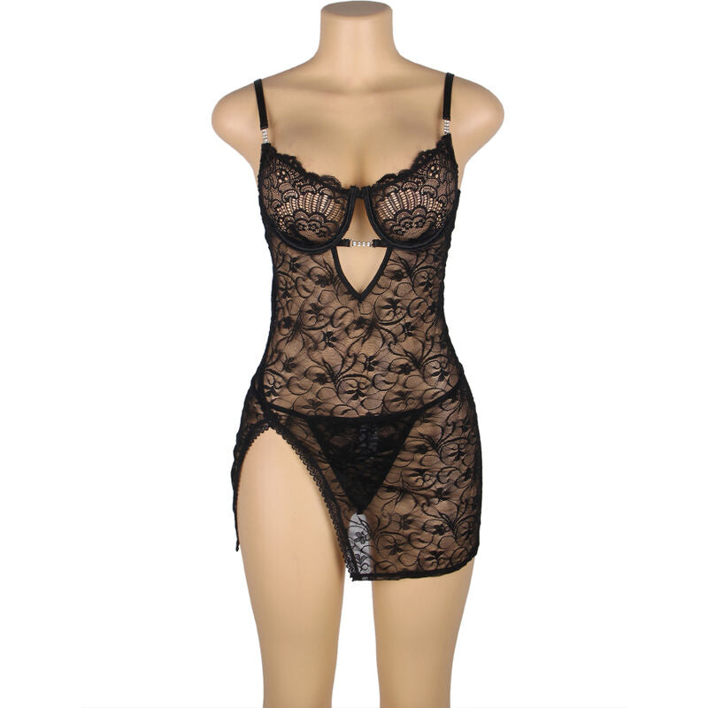 SUBBLIME - 954192 BABYDOLL DE ENCAJE CON TIRANTES AJUSTABLES NEGRO
