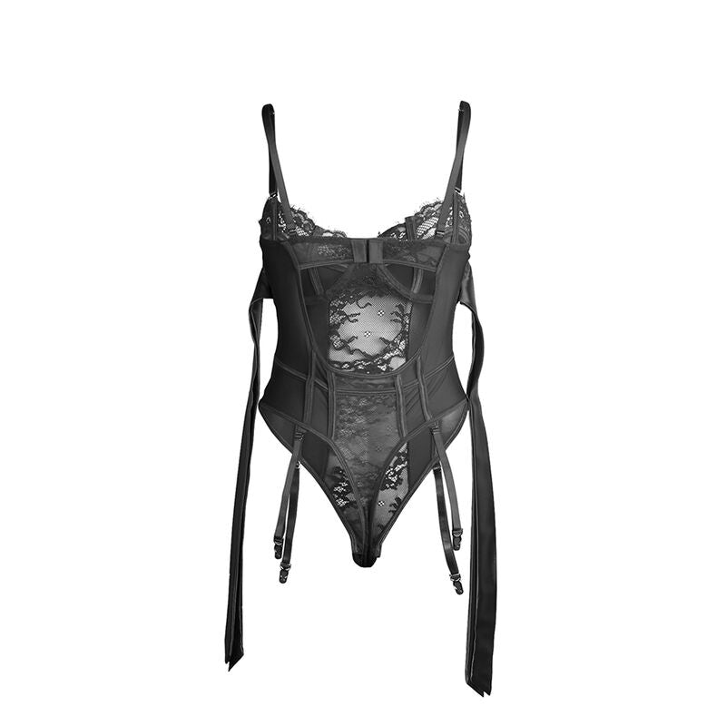 SUBBLIME - 955502 BODY DE ENCAJE CON LAZOS Y LIGAS NEGRO