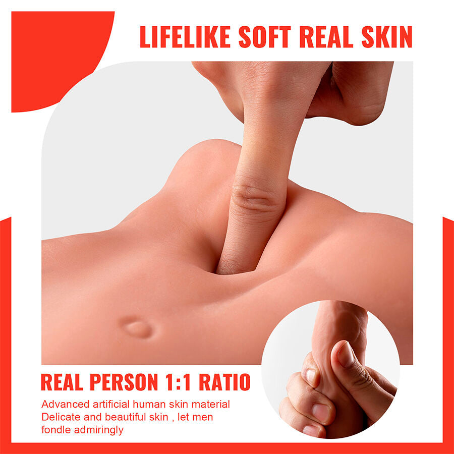 XISE - BERTLETT DILDO ASS MASTURBADOR DILDO Y ANO REALÍSTICO POSICIÓN FRONTAL CON THRUSTING 18 CM